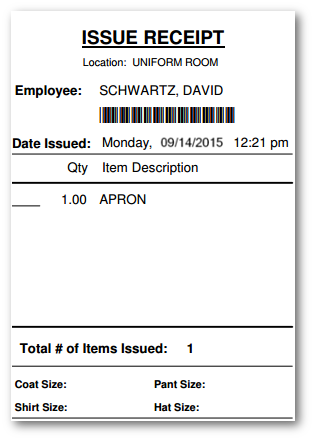 Issue Receipt